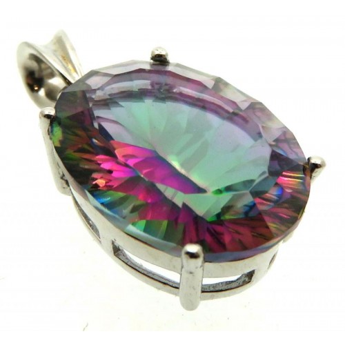 Mystic Topaz Gemstone Sterling Silver Pendant 07